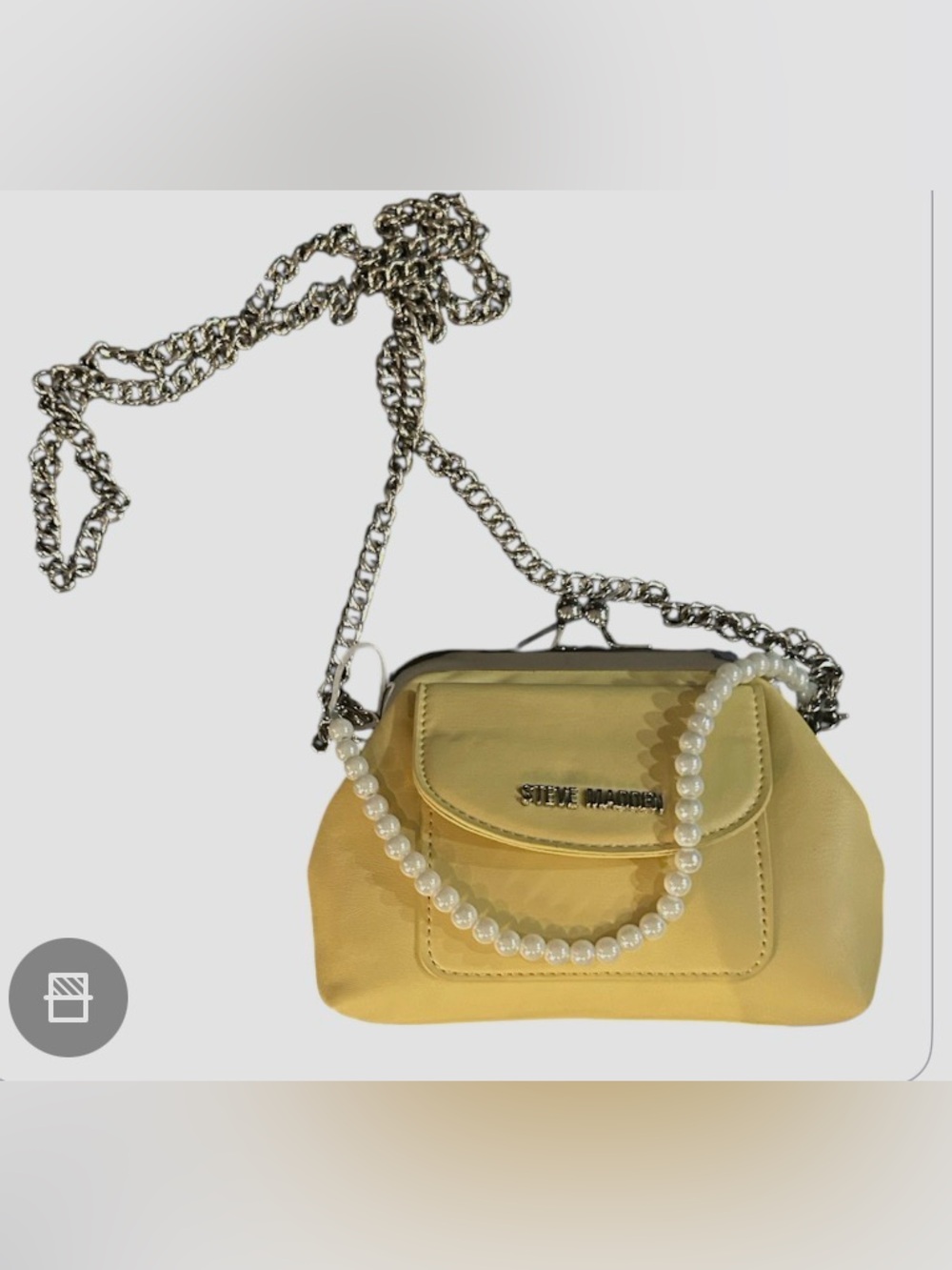 Steve Madden Lemon Yellow Crossbody with Pearl Handle